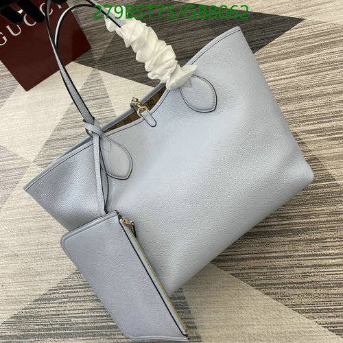 Gucci Reversible Genuine Leather Tote Bag with Pouch - Light Blue 7 Gucci Reversible Genuine Leather Tote Bag with Pouch - Light Blue