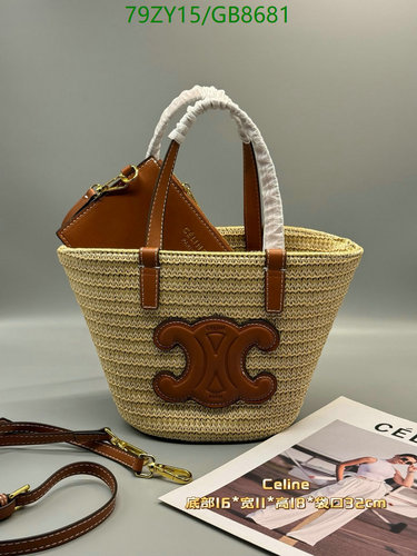 Celine Triomphe Medium Wicker & Calfskin Panier Bag - Stylish Summer Tote