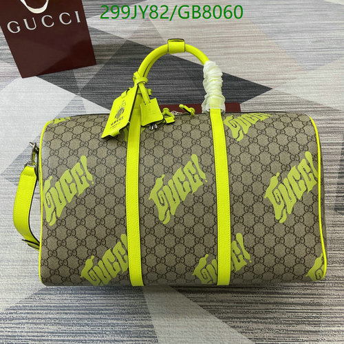 Gucci Duffle Bag with Neon Yellow Straps - Stylish Travel & Gym Companion
