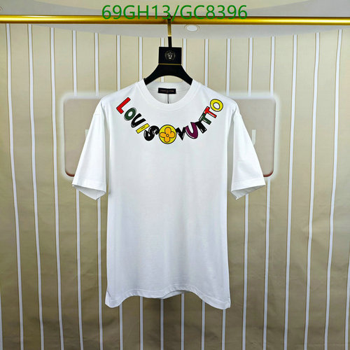 Louis Vuitton Men's White Cotton T-Shirt with Multicolor Logo Print