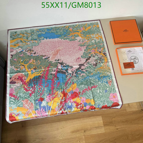 Hermes Luxurious Silk Scarf 90x90CM - Vibrant Floral & Nature Design