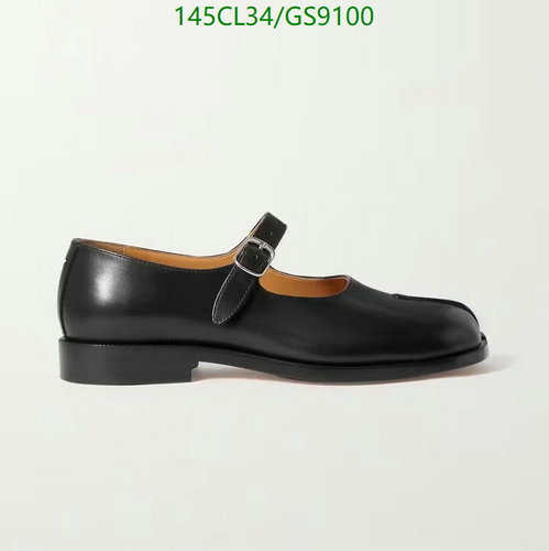 Maison Margiela Tabi Mary Jane Shoes - Black Leather Buckle Fastening Flats