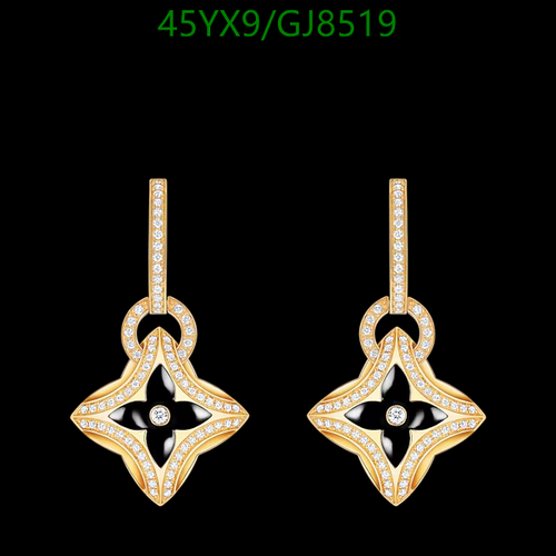 Louis Vuitton Idylle Blossom Diamond & Onyx Flower Drop Earrings for Women