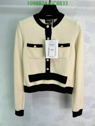 Chanel Cashmere Cardigan for Women - Elegant Black and White Knit Sweater