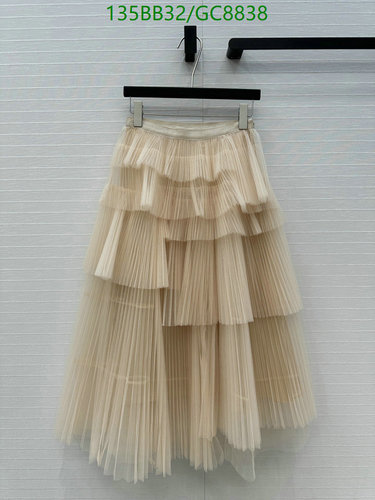 Dior Tulle Pleated Tiered Midi Skirt - Elegant High-Waist A-Line Design