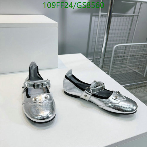Balenciaga Women's Silver Mary Jane Flats - Cowhide & Sheepskin EU35-41