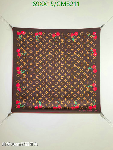 Louis Vuitton Monogram Cherry Silk Scarf - Luxurious 90cm x 90cm Design 7 Louis Vuitton Monogram Cherry Silk Scarf - Luxurious 90cm x 90cm Design
