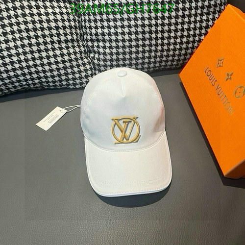 Louis Vuitton White Baseball Cap with Gold LV Logo - Stylish & Adjustable