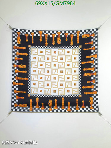 Fendi Chess Print Silk Scarf - Elegant Square Design for Timeless Style