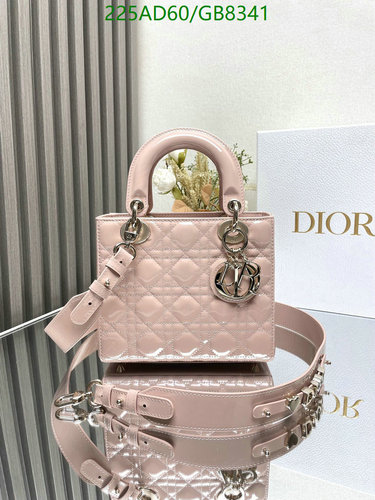 Dior Lady Dior Bag Pink Patent Leather with Adjustable Strap, 20 cm
