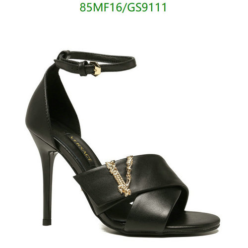 Versace Women's Black Leather Ankle Strap Stiletto Heels with Medusa Charm