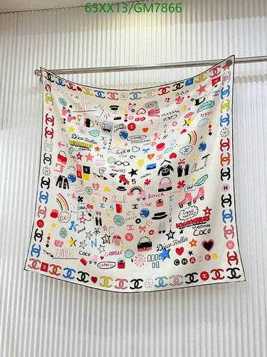 Chanel Silk Scarf 90CM: Vibrant Graffiti Print Square Scarf for Women