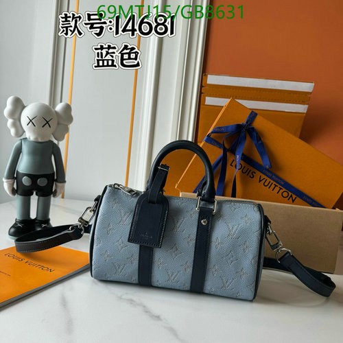 Louis Vuitton Monogram Coated Canvas & Leather Top Handle Bag - Blue