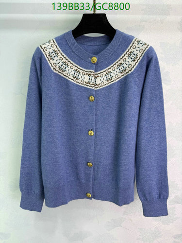 Celine Women's Cashmere Cardigan - Elegant Embroidered Knit Sweater Blue