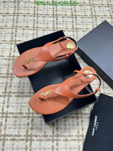 Yves Saint Laurent Women's Leather Thong Sandals with YSL Monogram