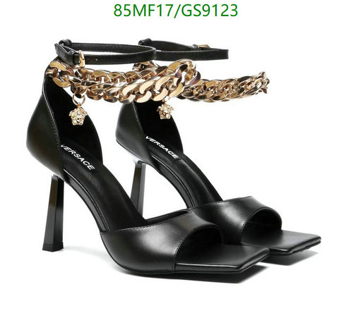Versace Women's Medusa Chain Black Leather High Heel Sandals