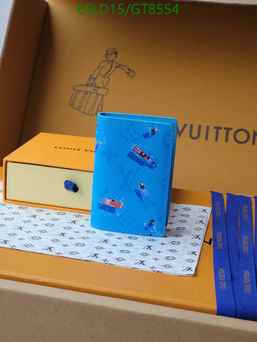 Louis Vuitton Blue Leather Card Holder Wallet - Compact & Stylish Accessory