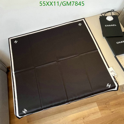 Chanel Silk Scarf for Women - Elegant Black and White Designer Accessory