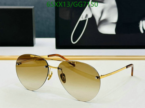 Gucci Rimless Aviator Sunglasses for Men & Women - GG7150 Gold/Brown