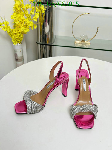 Aquazzura Women's Pink Block Heel Sandals with Crystal Embellishment