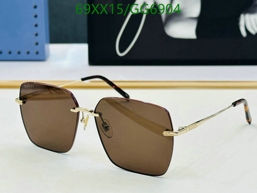 Gucci GG6904 Square Sunglasses - Stylish Brown Lenses & Gold Frame