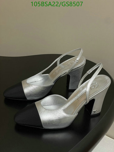 Chanel Women's Slingback Pumps - Chic Silver & Black Block Heel Shoes