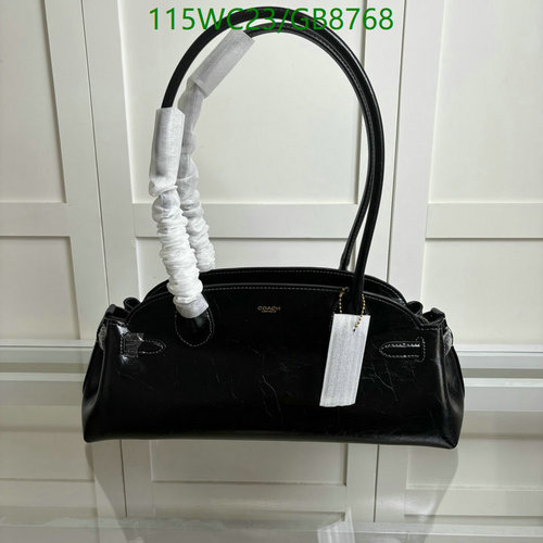Chic Coach Genuine Leather Shoulder Bag - Elegant Black Handbag for Women