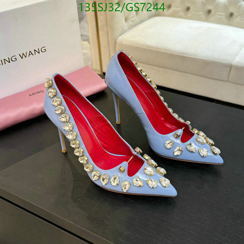 Abing Wang Women's Embellished Patent Leather Pumps - Light Blue Stiletto Heels