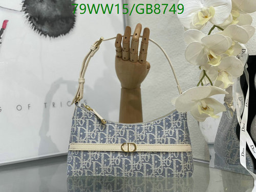 Dior Saddle Bag Blue Oblique Canvas & Leather Shoulder Bag - 23x13x6CM