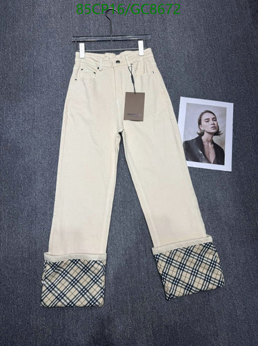 Burberry Women's Ecru White Straight-Leg Jeans with Signature Check Cuffs