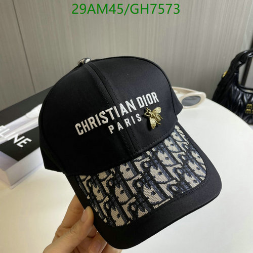 Christian Dior Paris Embroidered Baseball Cap with Bee Accent - Black & Beige