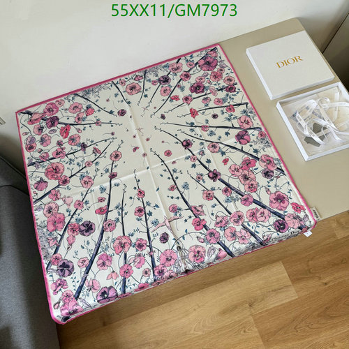 Dior Floral Print Silk Scarf - Elegant 90x90CM Accessory for Women