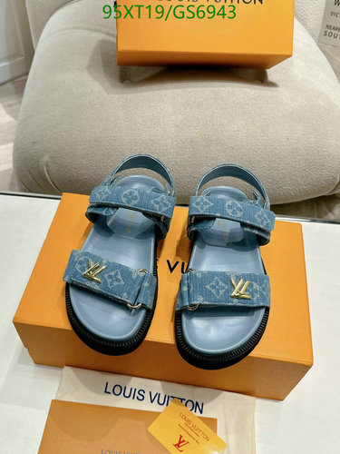 Louis Vuitton Women's Denim Monogram Flat Sandals - Stylish & Comfortable
