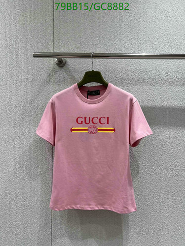 Gucci Women's Pink Cotton T-Shirt with Signature Logo Print