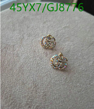 Gucci Interlocking G Stud Earrings with Multicolor Crystals - Gold Tone
