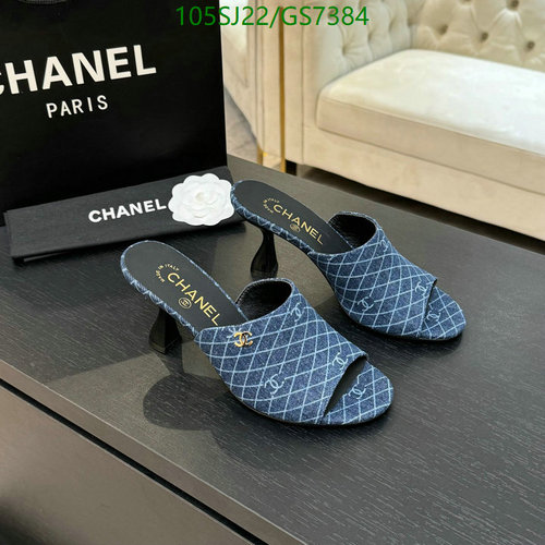 Chanel Women's Denim Mules with CC Logo - 8.5CM Heel, Sheepskin & Leather Sole