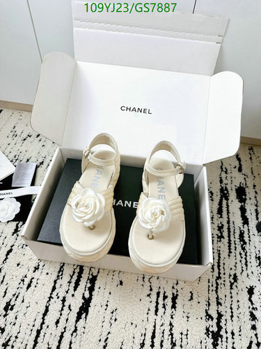 Chanel Women's Elegant Camellia Platform Sandals - Sheepskin & Denim