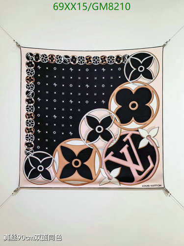 Louis Vuitton Silk Square Scarf - Monogram Pattern in Elegant Black & Pink 7 Louis Vuitton Silk Square Scarf - Monogram Pattern in Elegant Black & Pink
