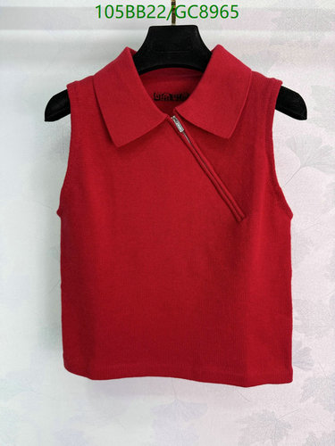 Miu Miu Women's Cashmere Knit Sleeveless Polo Top with Zipper Detail