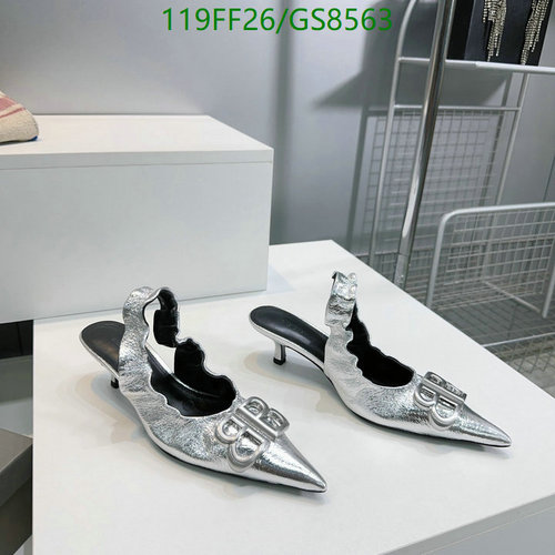 Balenciaga Women's Slingback Pumps - Silver Patent Leather Kitten Heels 6 Balenciaga Women's Slingback Pumps - Silver Patent Leather Kitten Heels