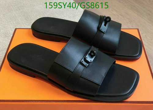 Hermes Men's Chic Black Leather Sandals - Effortless Style & Comfort