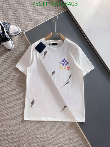 Louis Vuitton Men's Crew Neck T-Shirt with Signature Pattern - White Cotton