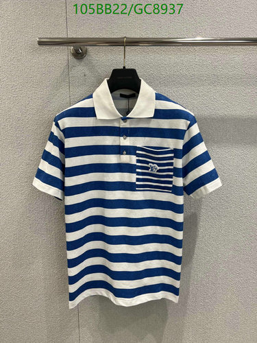 Louis Vuitton Men's Striped Cotton Polo Shirt - Blue & White Short Sleeve Top