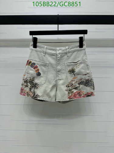Dior Women's Denim Shorts - Summer Beach Print High-Waisted Casual Style