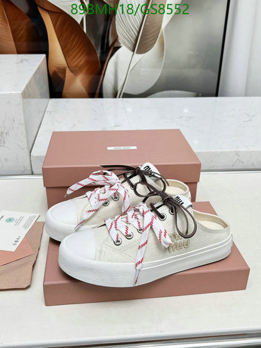 Miu Miu Women's Canvas Slip-On Mules with Striped Laces - Casual & Stylish