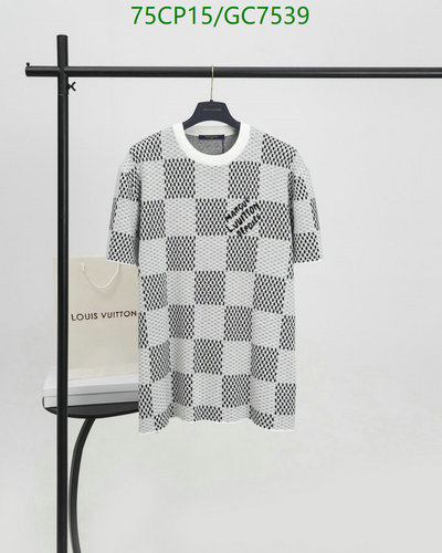 Louis Vuitton Damier Checkered Knit T-Shirt - Short Sleeve Crew Neck for Men