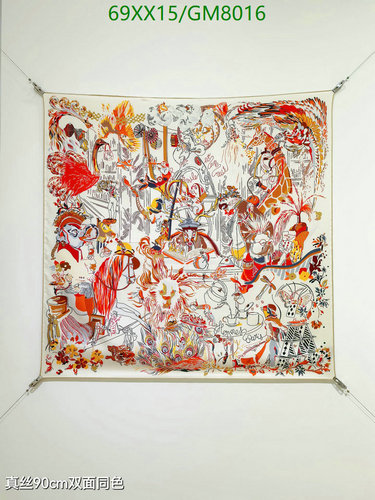 Hermès Silk Scarf 90x90CM - Elegant Artful Design for Women