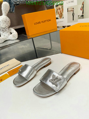 Louis Vuitton Women's Flat Sandals - Elegant Silver Patent Leather Sliders