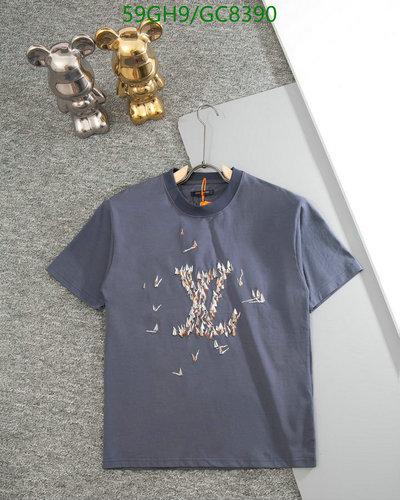 Louis Vuitton Men's Monogram Embroidered Gray Cotton T-Shirt