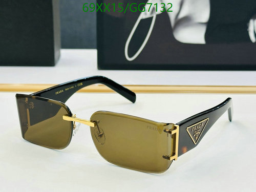 Prada Rectangle Rimless Sunglasses with Tortoise Temples - Unisex Design